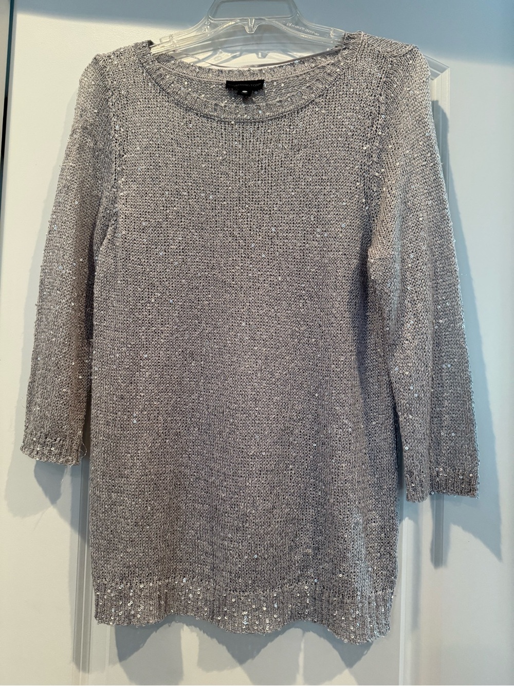 Sparkle Knit Pullover Top - Silver